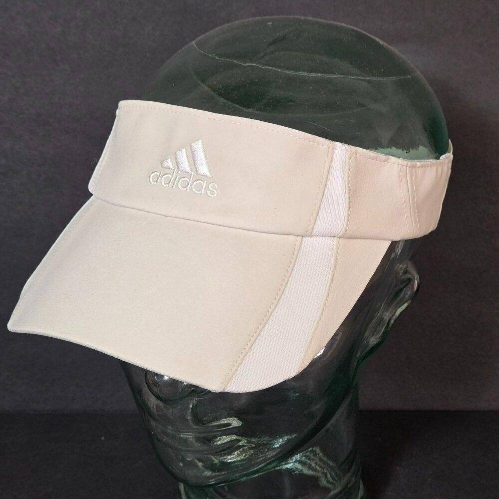 Adidas ClimaCool White & Beige Sports Visor Cap Side Stretch Straps EUC